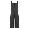 thumbnail image 5 of Breezora Women's Boho Floral Wide Leg Jumpsuit Casual Pleated Overalls with Pockets Summer Comfort Romper L Size Black, 5 of 9