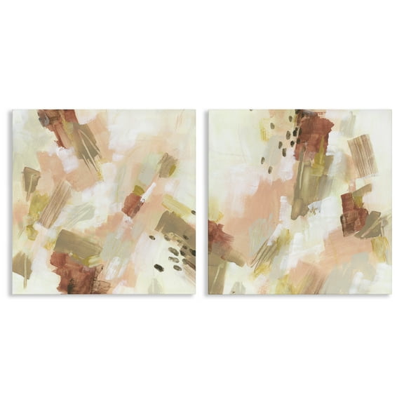 Stupell Industries Energetic Beige Palette Abstract Painting Wrapped Canvas Art Print Wall Art, 17 x 17, Set of 2