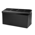 Folding Storage Ottoman Bench, Faux Leather Footrest for Living Room, End of Bed Bench with