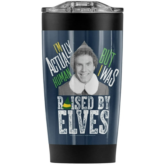 Elf Not Human Raised By Elves Stainless Steel Tumbler 20 oz Coffee Travel Mug/Cup, Vacuum Insulated & Double Wall with Leakproof Sliding Lid | Great for Hot Drinks and Cold Beverages