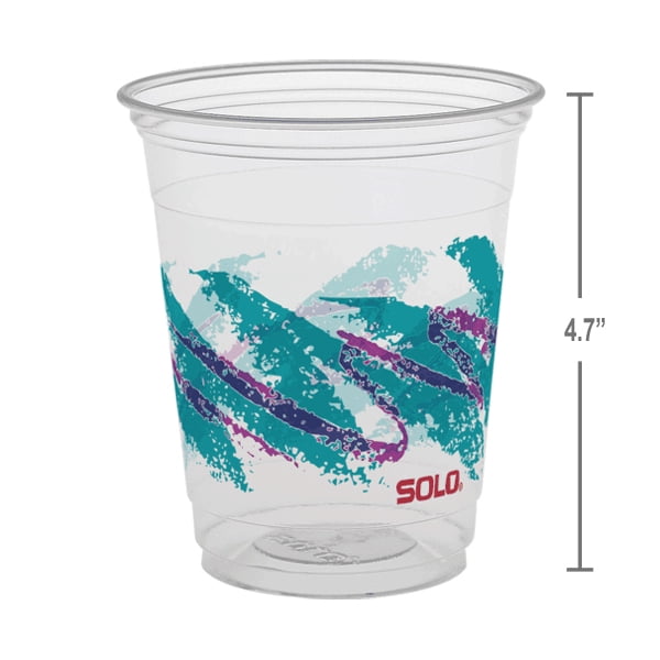Solo Jazz Disposable Plastic Cups, Printed, 18 oz. 28 Count