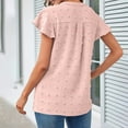 thumbnail image 6 of Women 2025 Summer V Neck Blouse Ruffle Short Sleeve Swiss Dot Flowy Shirts Dressy Casual Wrk Business Shirts Tops, 6 of 7