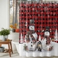 thumbnail image 4 of Red Plaid Christmas Shower Curtain, Snowman Snowflake Winter Waterproof Fabric Shower Curtains with 12 Hooks, Bathroom Curtain Set for Bathroom Accessories Decor, 60 x 72 Inches, 4 of 9