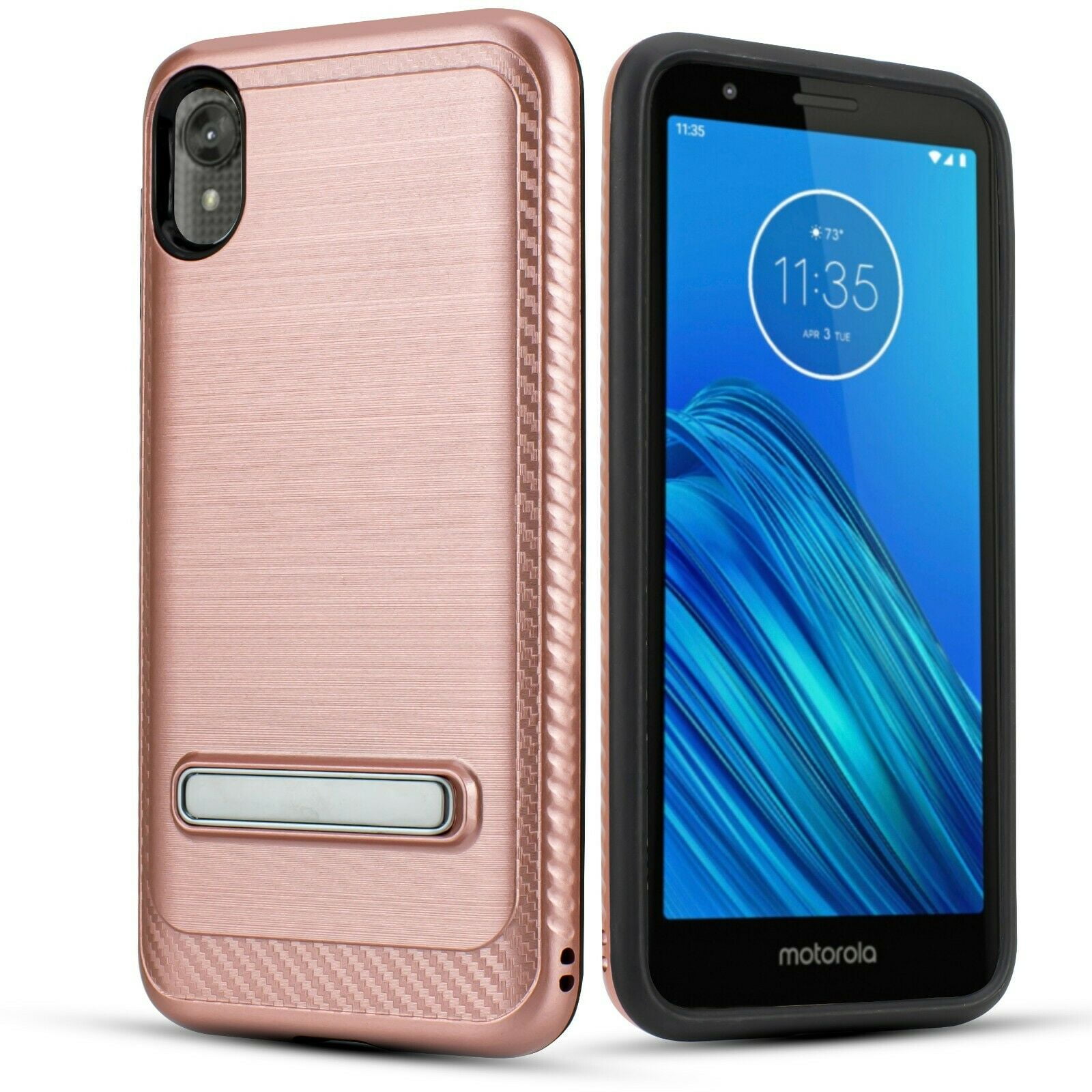for Motorola Moto E6 Kickstand Brushed Case Phone Case