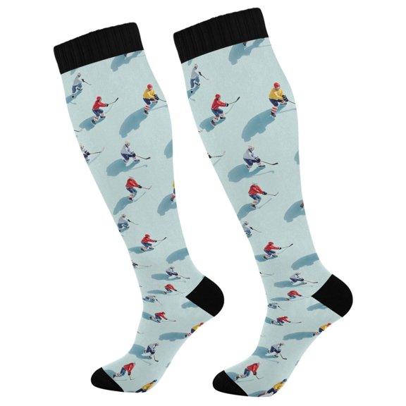 FORMRS Womens Knee High Socks Casual Long Thick Travel Daily Wear, 1 Pair, Ice Hockey