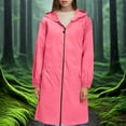 thumbnail image 2 of GEWSEY Women's Long Rain Jacket Waterproof Lightweight Hooded Raincoat Packable Knee Length Rain coat (Red4, XL), 2 of 8