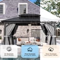 thumbnail image 5 of JolyDale 10' x 14' Outdoor Hardtop Gazebo, Galvanized Double Roof Canopy Gazebo,Aluminum Frame Permanent Pavilion with Mosquito Net and Privacy Curtain for Garden, Patio, Gray, 5 of 8