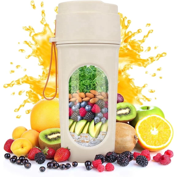 Portable Blender for Smoothies, Cuopluber Mini Personal Blender with 12-Blade, Rechargeable USB Blender for Fruits, Drinks and Protein Shakes, 15 Oz BPA-Free Blending Cup