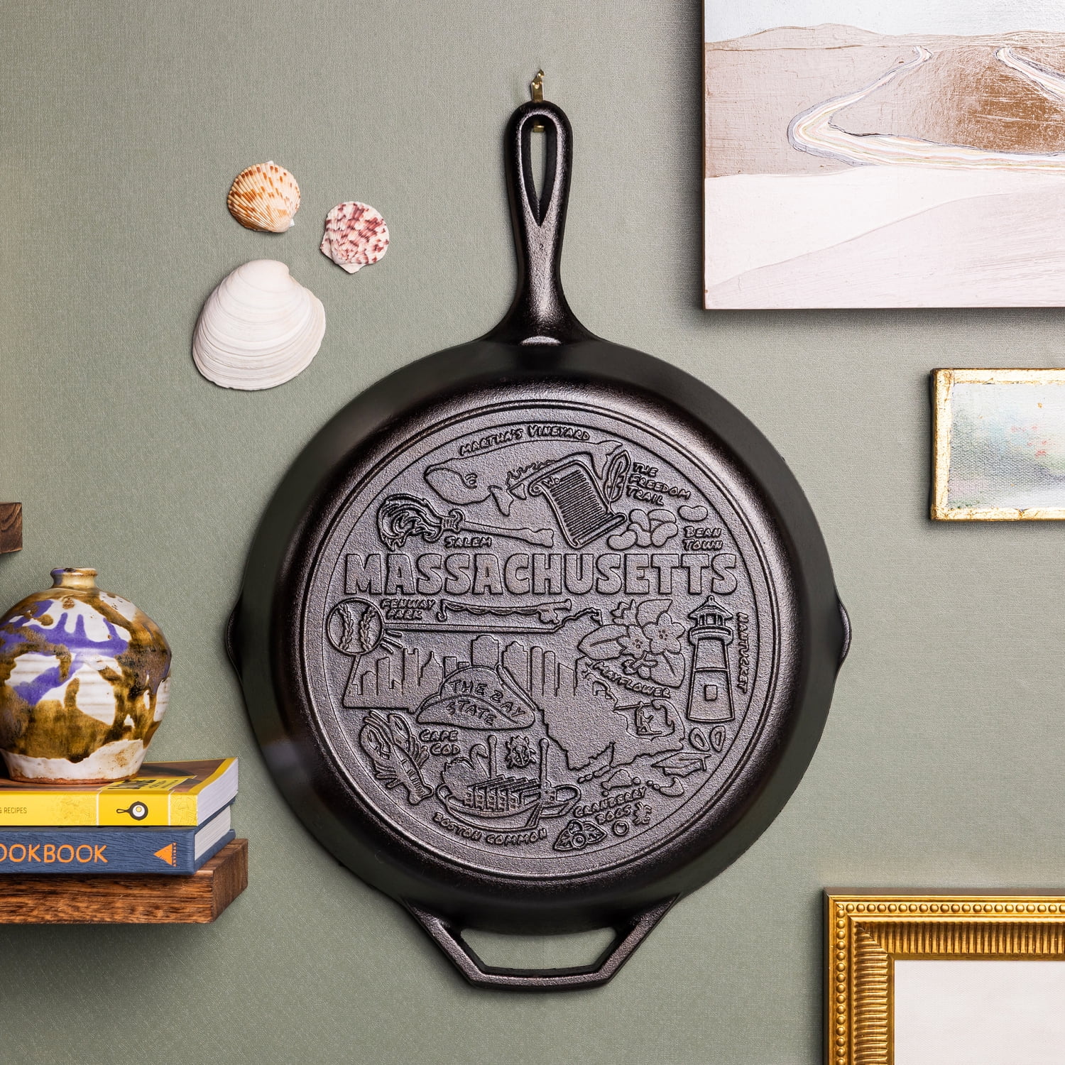Lodge 12 Inch Seasoned Cast Iron Skillet w/ Massachusetts Road Trip