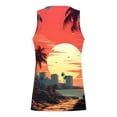 thumbnail image 3 of Penkiiy Hawaiian Tank Tops Men Summer Stylish Tropical Print Sleeveless T Shirt Workout Beach Vest Round Neck Casual Tee 3XL Orange, 3 of 4