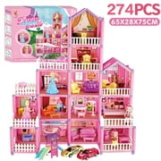 EliteZ Dollhouses for Girl, Dollhouse, Furnished Dollhouse - Pink Toys for Girls, Gift Toys for Kids Ages 3 ,274 Piece Set