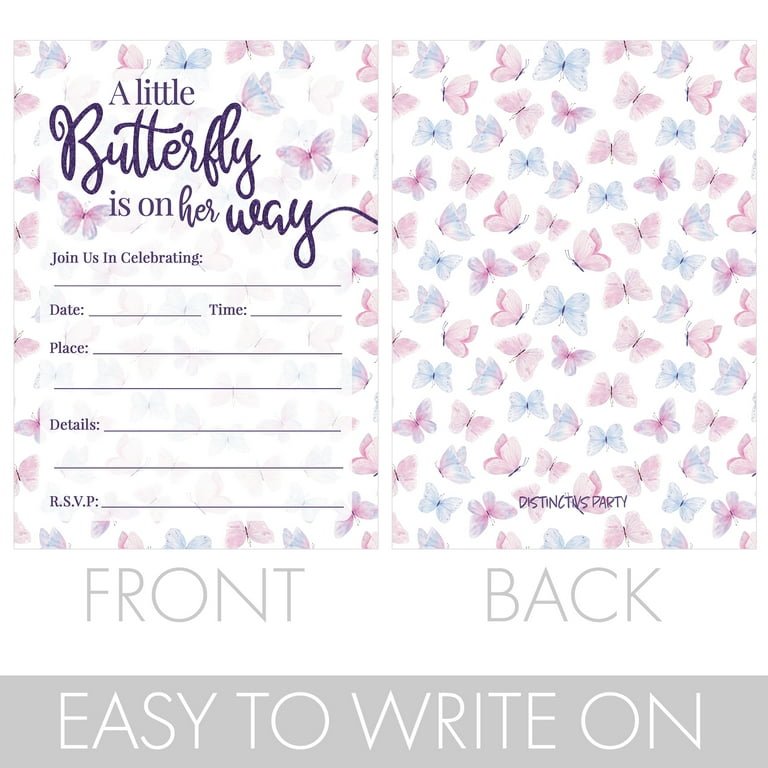 Purple butterfly best sale baby shower invitations