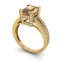 thumbnail image 2 of 2.45 ct Emerald Cut Simulated Champagne Diamond Solitaire with Simulated Diamond Accents 18K Yellow Gold Womens Engagement Ring, 2 of 5