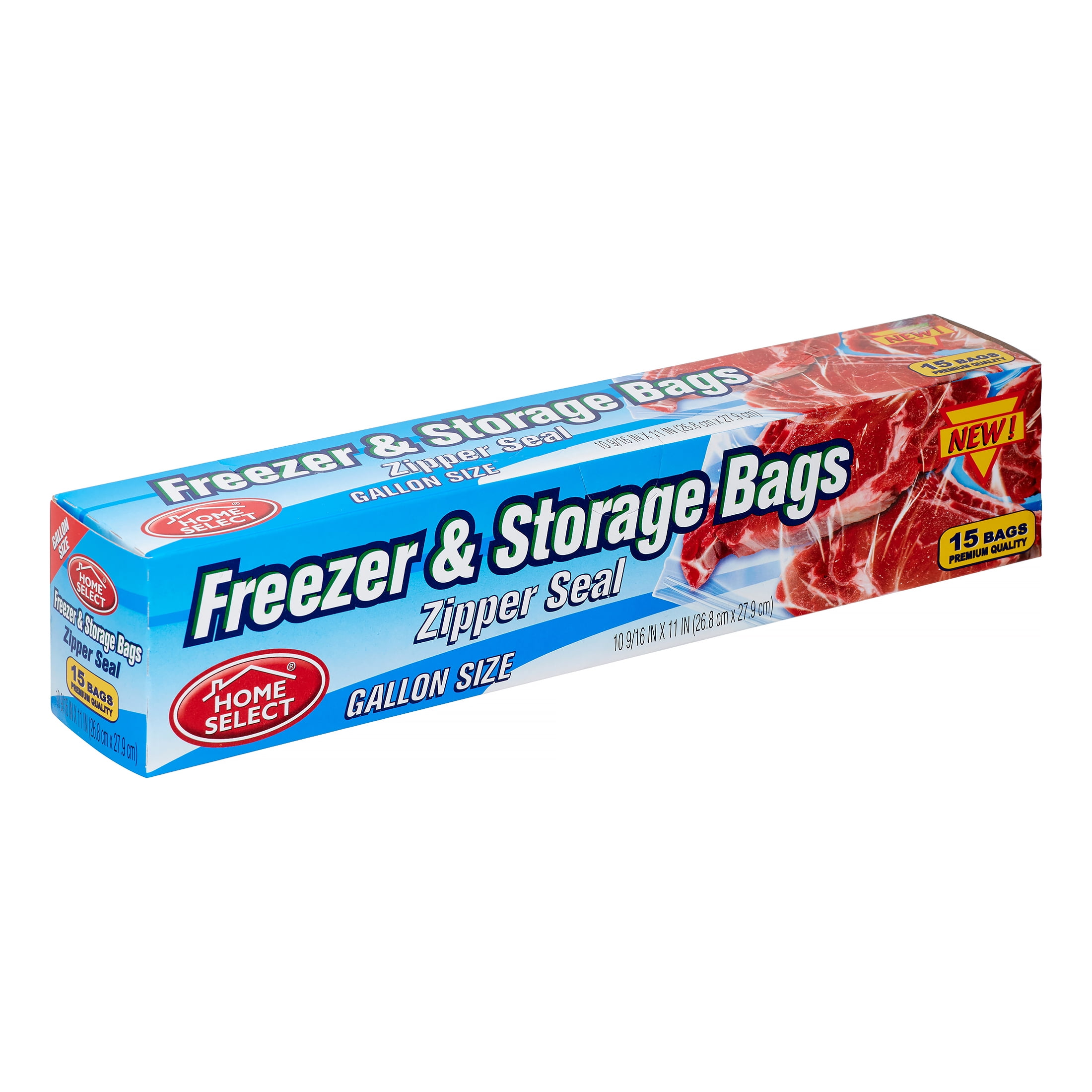 Home Select Zipper Seal Freezer & Storage Bags Quart Size (25 ct