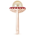 thumbnail image 3 of ANGARA Golden South Sea Cultured Pearl & Ruby Double Halo Ring in 14K Rose Gold for Women | June Birthstone, Birthday, Anniversary, Jewelry Gift for Women | Pearl Ring, 3 of 9