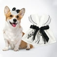 thumbnail image 4 of Flying Sleeves Pet Dress with V-neck - Black Bowknot Faux Pearl Costume for Small Dogs, 4 of 8