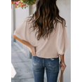 thumbnail image 3 of Women Casual V Neck Drape Tops Pullover Shirts Bell Sleeve Blouses, 3 of 3