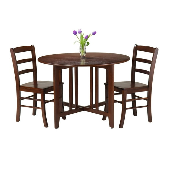 Alamo 3-Pc Round Drop Leaf Table with 2 Ladder Back Chairs