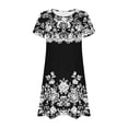 thumbnail image 5 of GaThRRgYP Women's Summer Boho Floral Short Sleeve Dress,Women Summer Casual Leaf Sleeves Hollow Neckline Design Dress Long Skirt Black M, 5 of 5