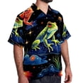 thumbnail image 2 of Starry Sky Frog Men's Casual Button Down Short Sleeve Hawaiian Printed Summer Beach Shirts, 2 of 6