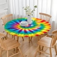 thumbnail image 3 of Rainbow Tie Dye Spiral Pattern Round Fitted Tablecloth with Elastic Edge,Dining Table Cover Waterproof,Outdoor Round Tablecloth for Camping,Dining,Indoor and Outdoor, 3 of 7