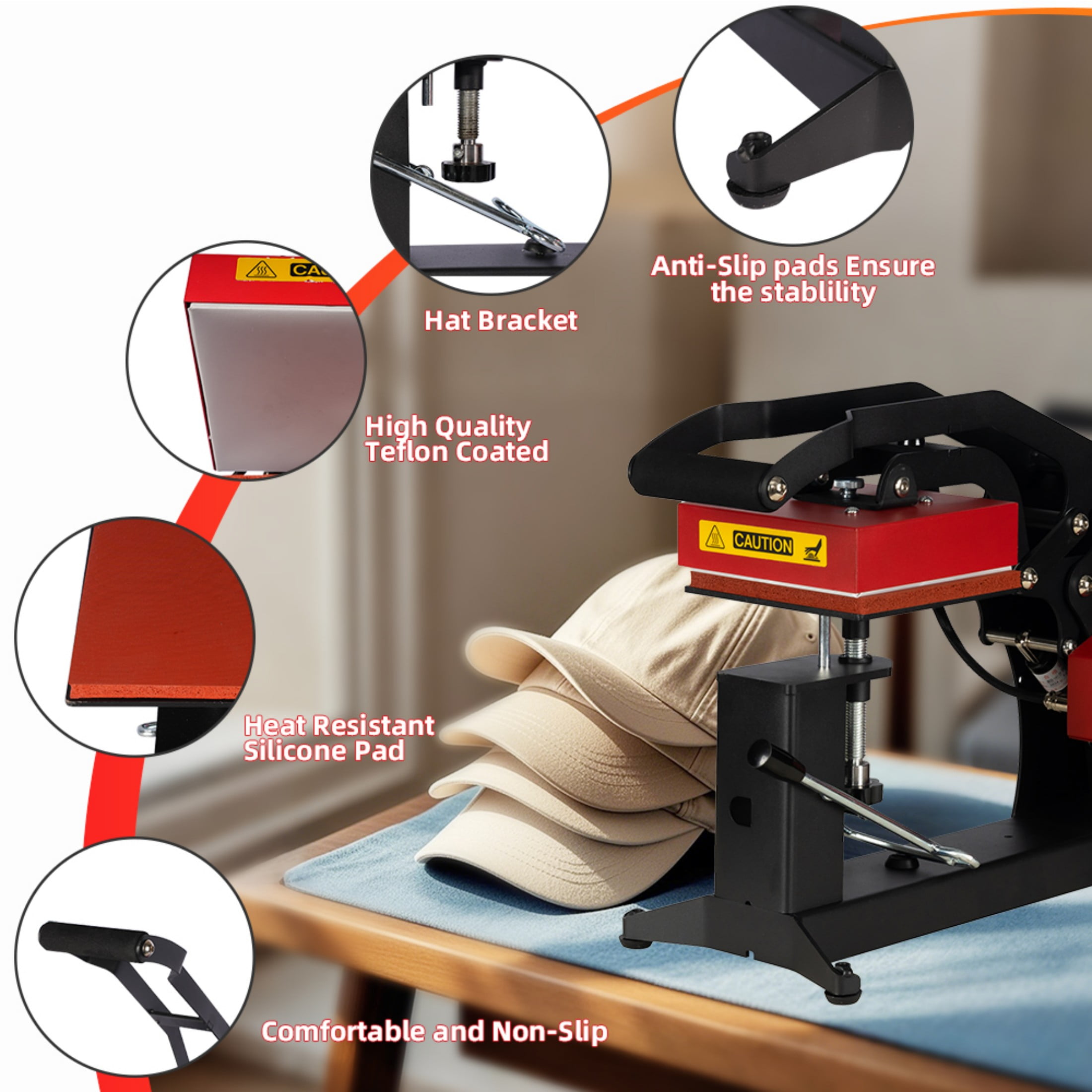 3 in 1 Combo Heat Press Machine for Cap,Label,Cup