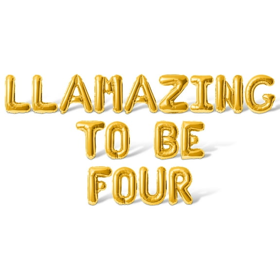 Letter Balloons - LLAMAZING TO BE FOUR 16" Inch Alphabet Letters Foil Mylar Balloon 4th Birthday Party Banner (Gold)