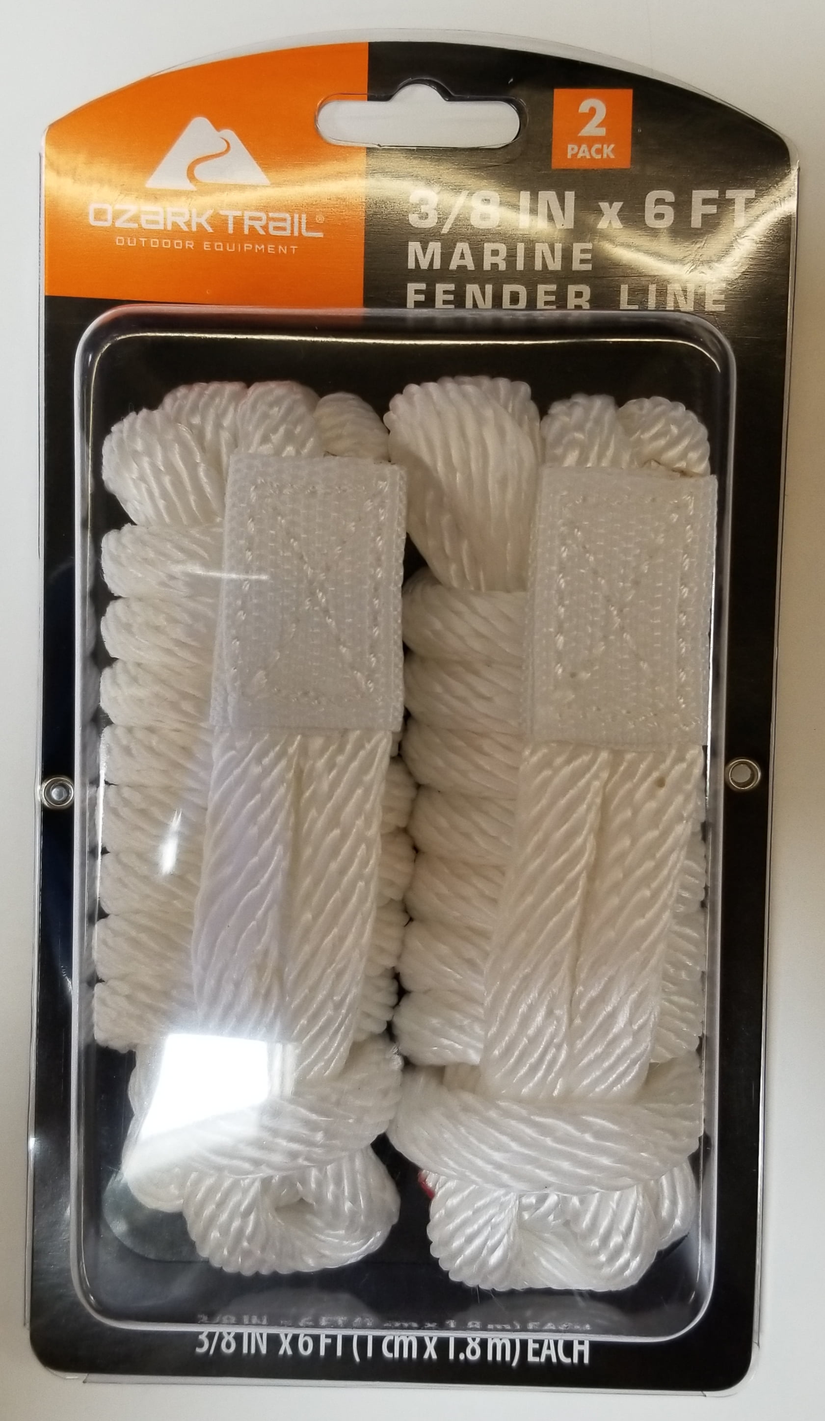 Ozark Trail Boat Braided Fender Line 3/8' x 6' White 2 Pack