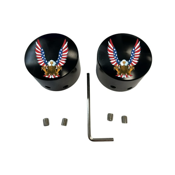 American Flag Eagle Front Axle Cap Nut Covers Black in Color Compatible With Harley Davidson Touring Road King Road Glide Street Glide Ultra Dyna