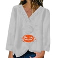 thumbnail image 1 of Camiseta de Manga Larga con Estampado de Calabaza YONGSHENG Mujer Cuello en V, 1 of 2