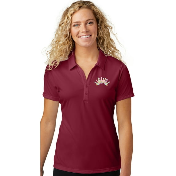 Womens Pastel Bowling Arch Moisture-Wicking Polo Shirt, 4XL Maroon