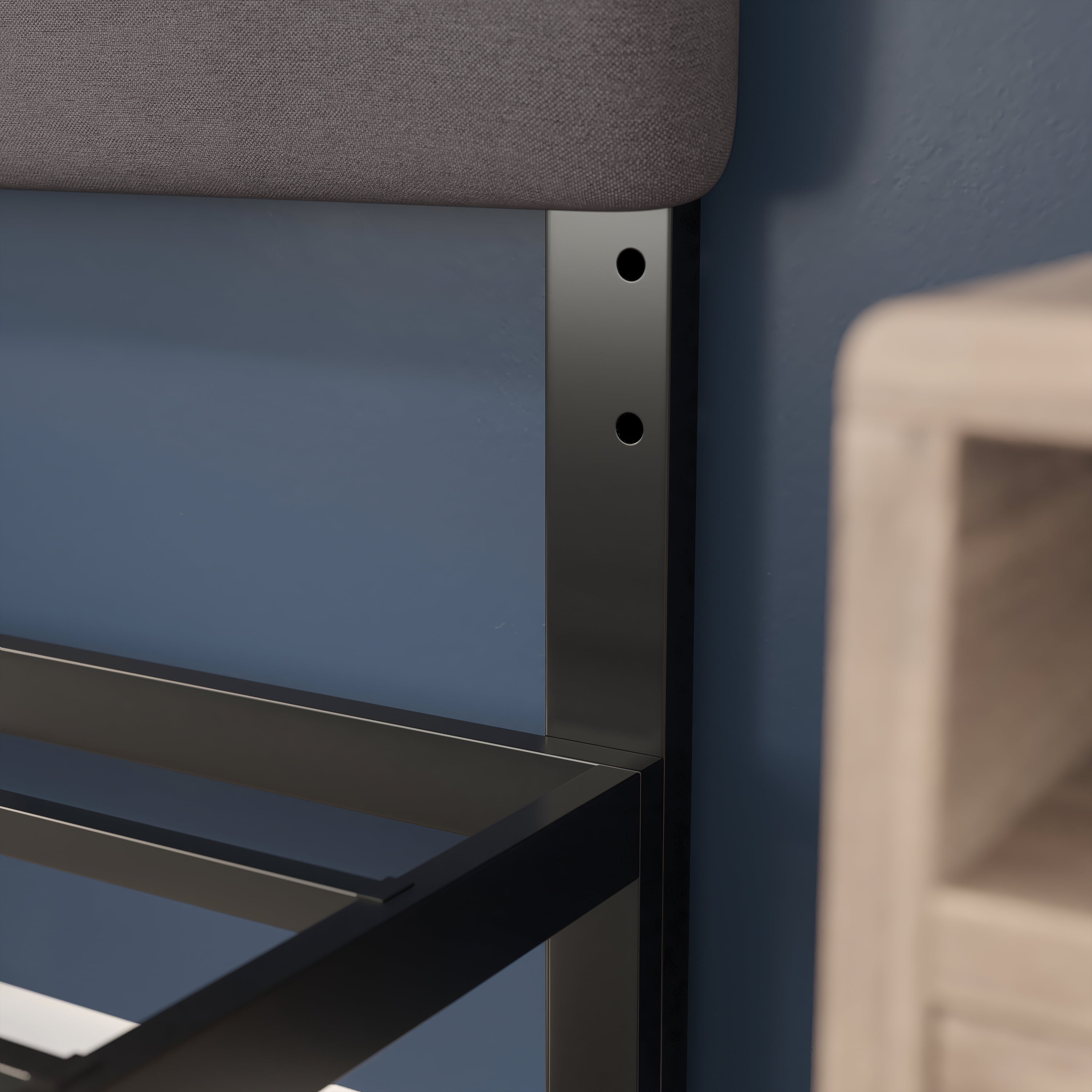 BizChair Queen Channel Stitched Fabric Upholstered Headboard, Adjustable Height from 44.5" to 57.25" - Gray