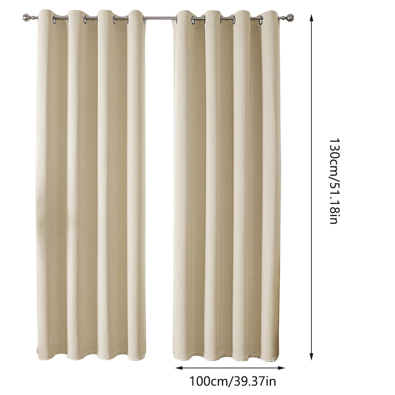 Blukids Blackout Curtains, 100% Polyester Curtains 51" L×39" W ,100% Black Out Curtains for Bedroom Windows Living Room, 2 Panels Set, Beige