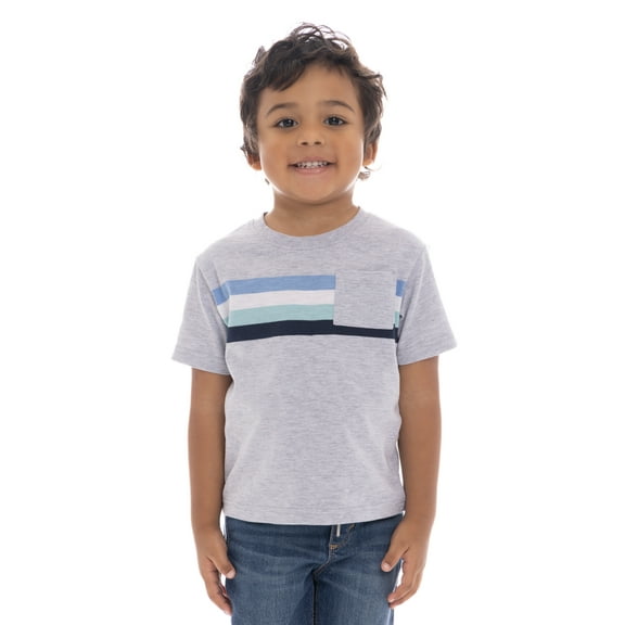 Wonder Nation Toddler Boys Graphic Striped Pocket Tee with Short Sleeves, Sizes 12M-5T