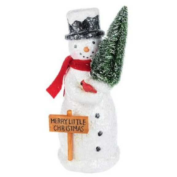 Ganz Merry Little Christmas Snowman - One Figurine 8.5 Inch, Polyresin - Red Bird Sisal Tree Mx187403