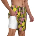 thumbnail image 3 of Balery Tulips Flowers Mens Swim Trunks Swim Shorts for Men Quick Dry Inseam Beach Shorts with Compression Liner Pocket-XX-Large, 3 of 9