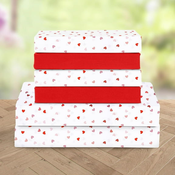 Elegant Comfort4-Piece Heart Pattern Bed Sheet Set, Twin, Valentina