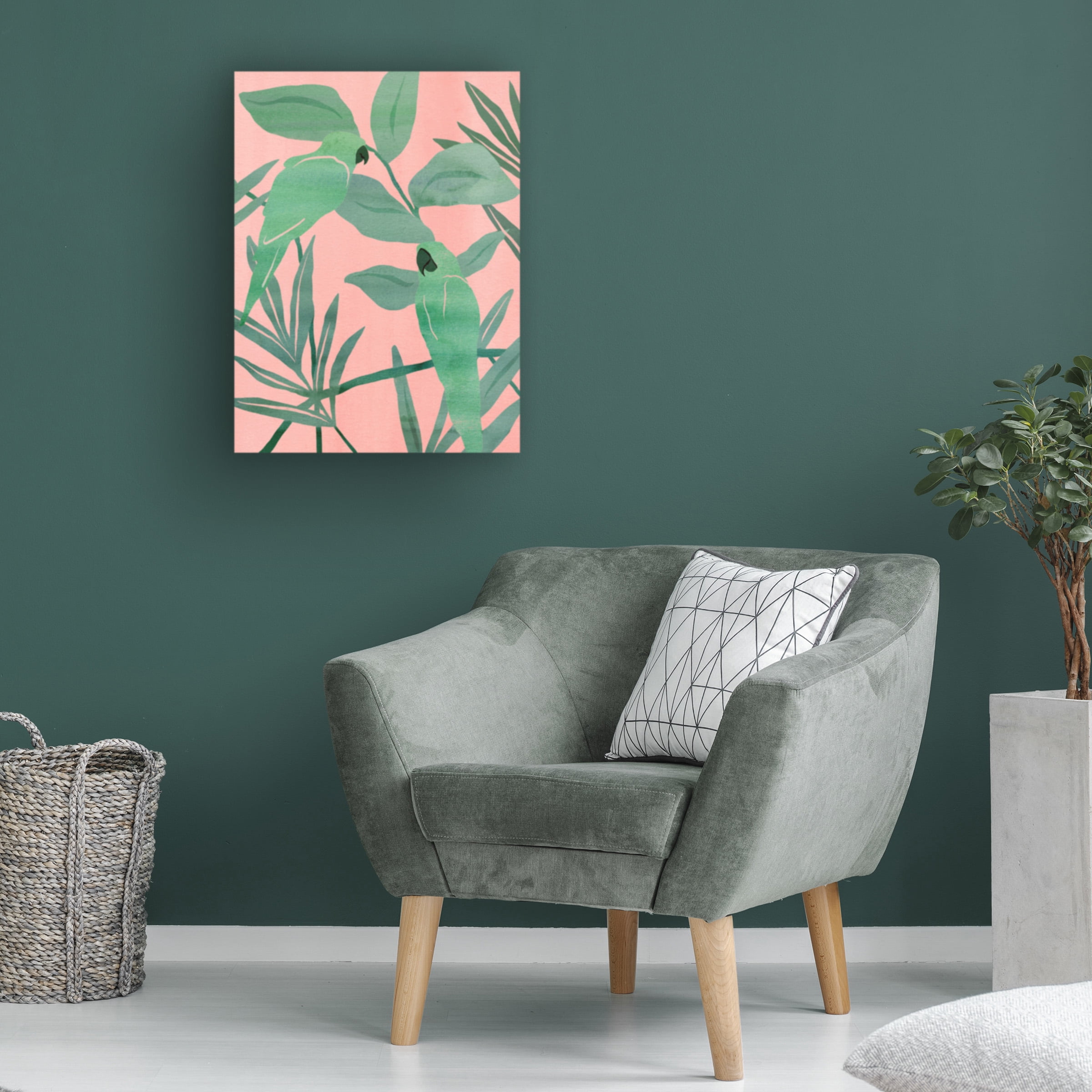 Melissa Wang 'Pink and Green Birds of Paradise I' Canvas Art