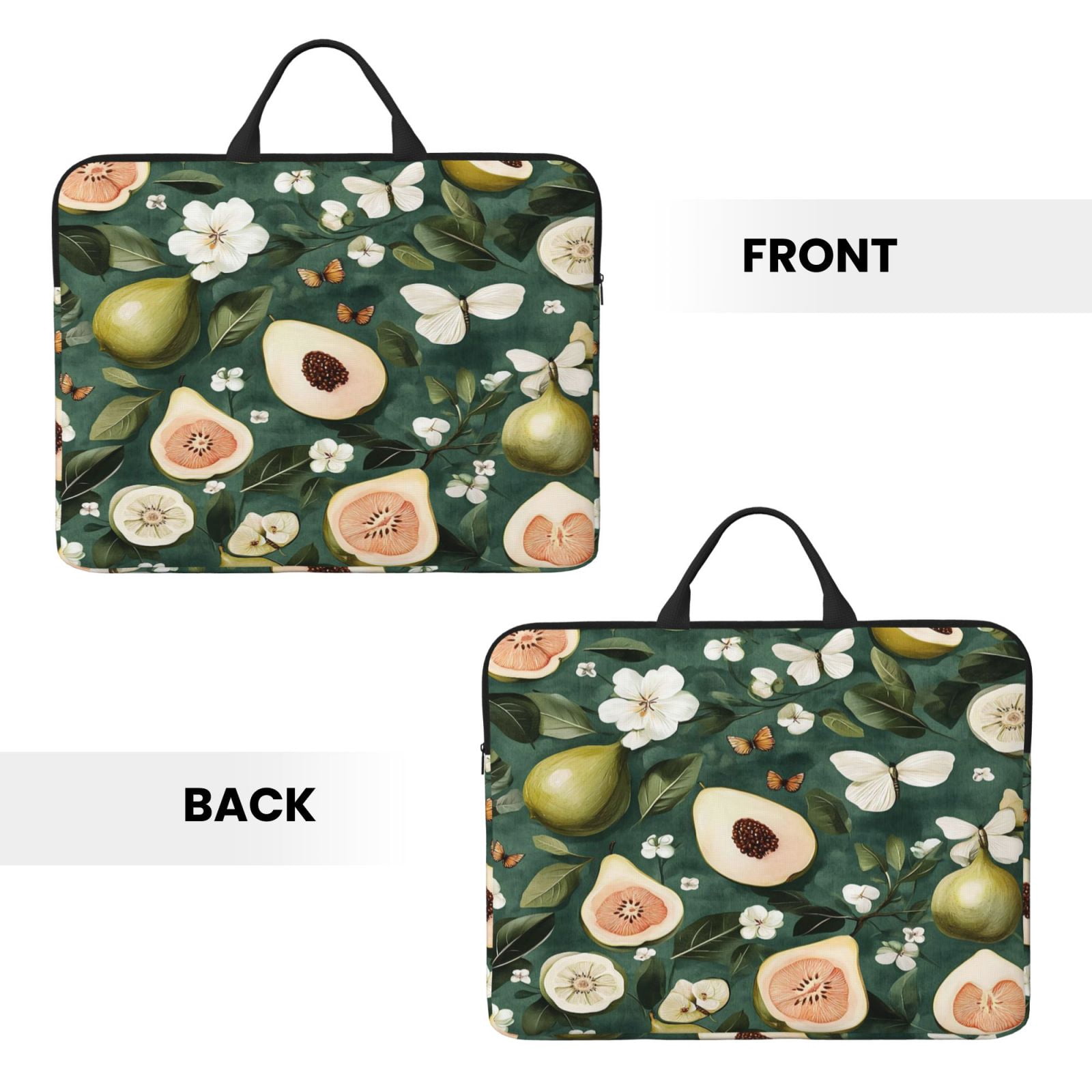 Laptop Sleeve Bag For Women Men 14inch Waterproof Durable Protective Computer Carrying Cover Handle Laptop Case Bag Fruits And Flowers