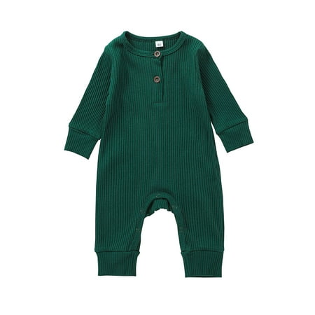 

Niceyoeuk Baby Boys Girls Jumpsuit Long Sleeve Solid Button Closure Fall Romper