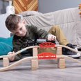 thumbnail image 4 of Bridge Bonanza! Deluxe Train Track Set (22 pcs.) | Includes 2 Rail Bridges, 2 Brick Bridges, 6 Ascending Tracks, 12 Risers Wooden Track Pieces | Compatible with Major Brands | Classic Hobby Toy, 4 of 7