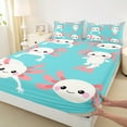 thumbnail image 3 of Castle Fairy Cartoon Axolotl 4-Piece Full Size Sheets for Children,Sea Salamander Bed Sheets,Kawaii Animal Lightweight Sheet Sets,Microfiber Bedroom Decor, 3 of 7