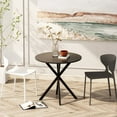 thumbnail image 4 of BSHTI 31.5" Modern Round Dining Table with Crossed Legs, Black Occasional Table, Two Piece Detachable Table Top, Matte Finish Iron Legs, 4 of 11