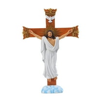 Jesus Figurine Christ Cross Statue Catholic Holy Figurines Wall Religious Crucifix Collection Decorative Tabletop Action