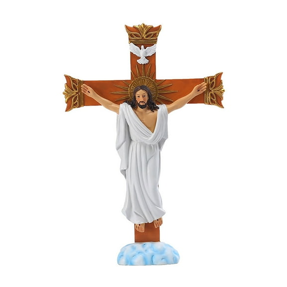 Jesus Figurine Christ Cross Statue Catholic Holy Figurines Wall Religious Crucifix Collection Decorative Tabletop Action