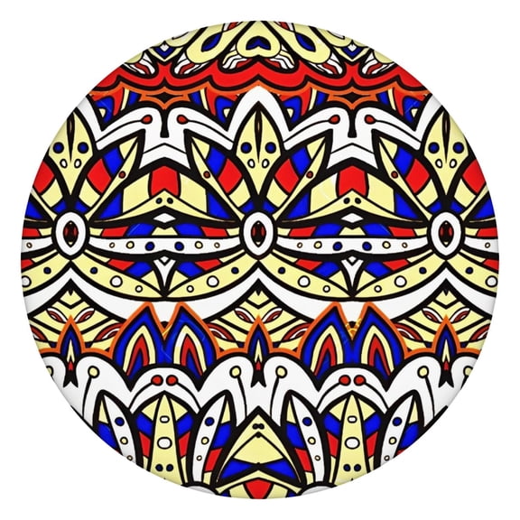 Vibrant Floral Pattern Round Fitted Tablecloth with Elastic Edge,Dining Table Cover Waterproof,Outdoor Round Tablecloth for Camping,Dining,Indoor and Outdoor
