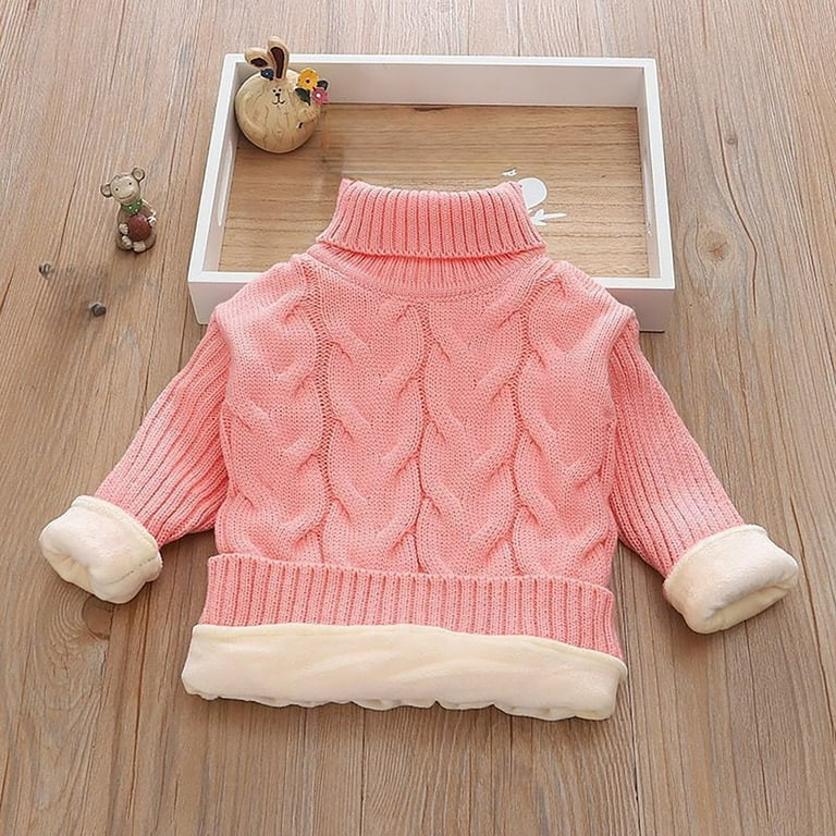 Toddler Knit Sweater Long Sleeve Pink Pullover Sweater Warm Winter