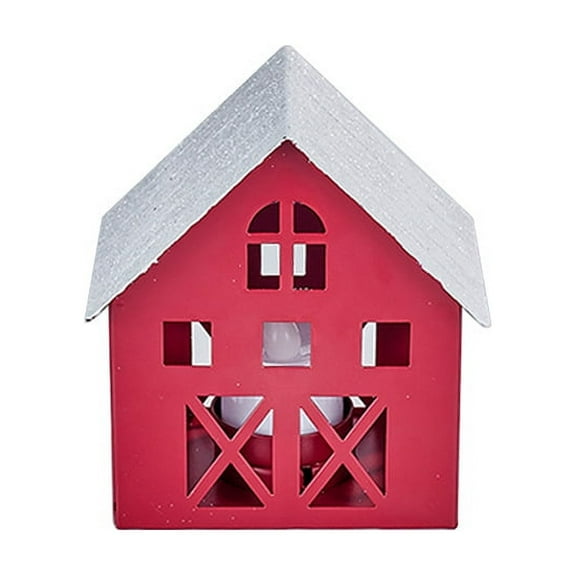 HOMOBABE Tiny Tabletop House Dark Red Iron Home Decor 1Set 3.9In