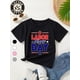 thumbnail image 1 of Kids' 100% Cotton Labor T-Shirt - Patriotic Red White Blue Star & Stripe Print, Cute Round Neck Short Sleeve Tee for School Events & Daily Wear, Machine Washable, 1 of 6