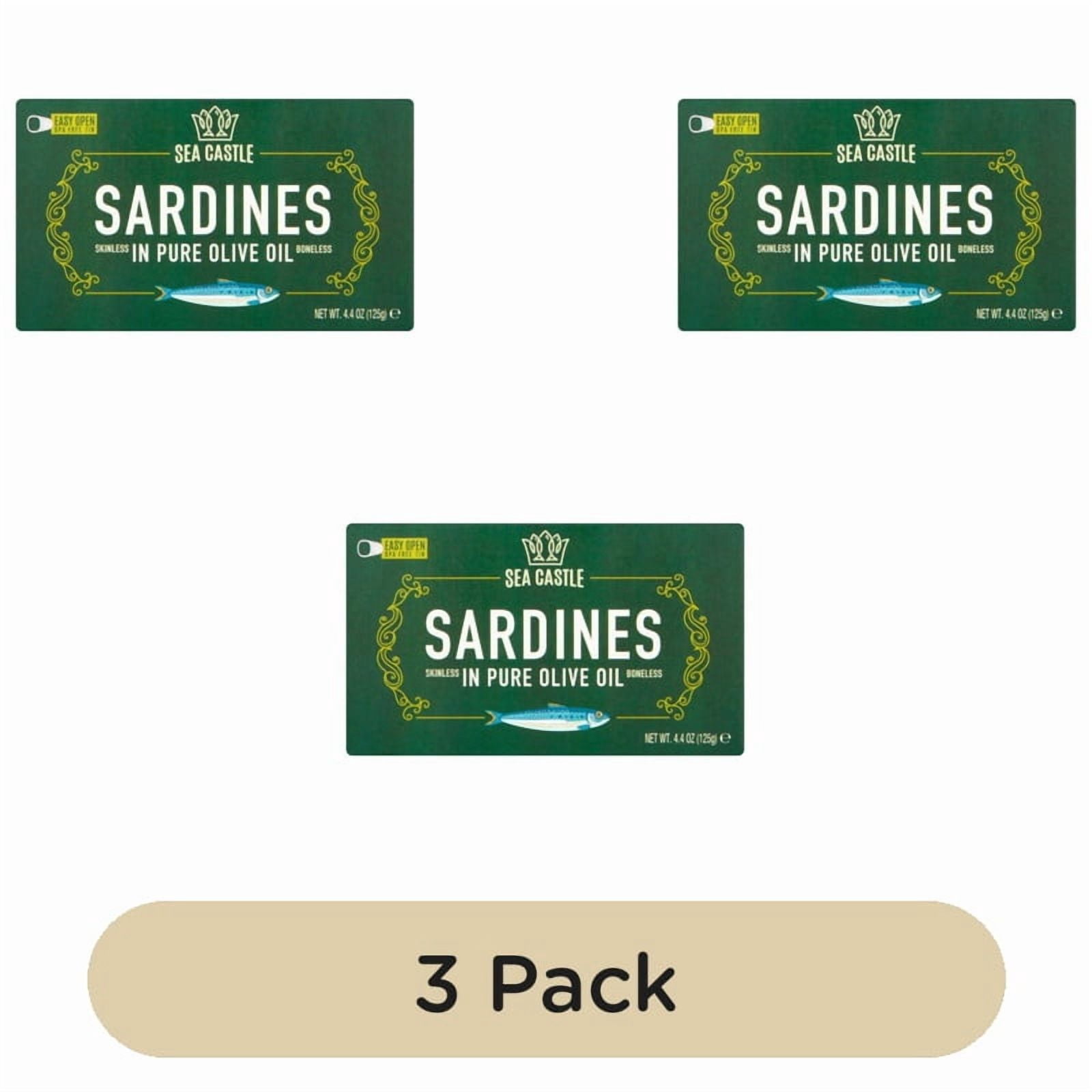 Sea Castle Sardines Skinless & Boneless Olive Oil 125g, British Import (Pack of 3)